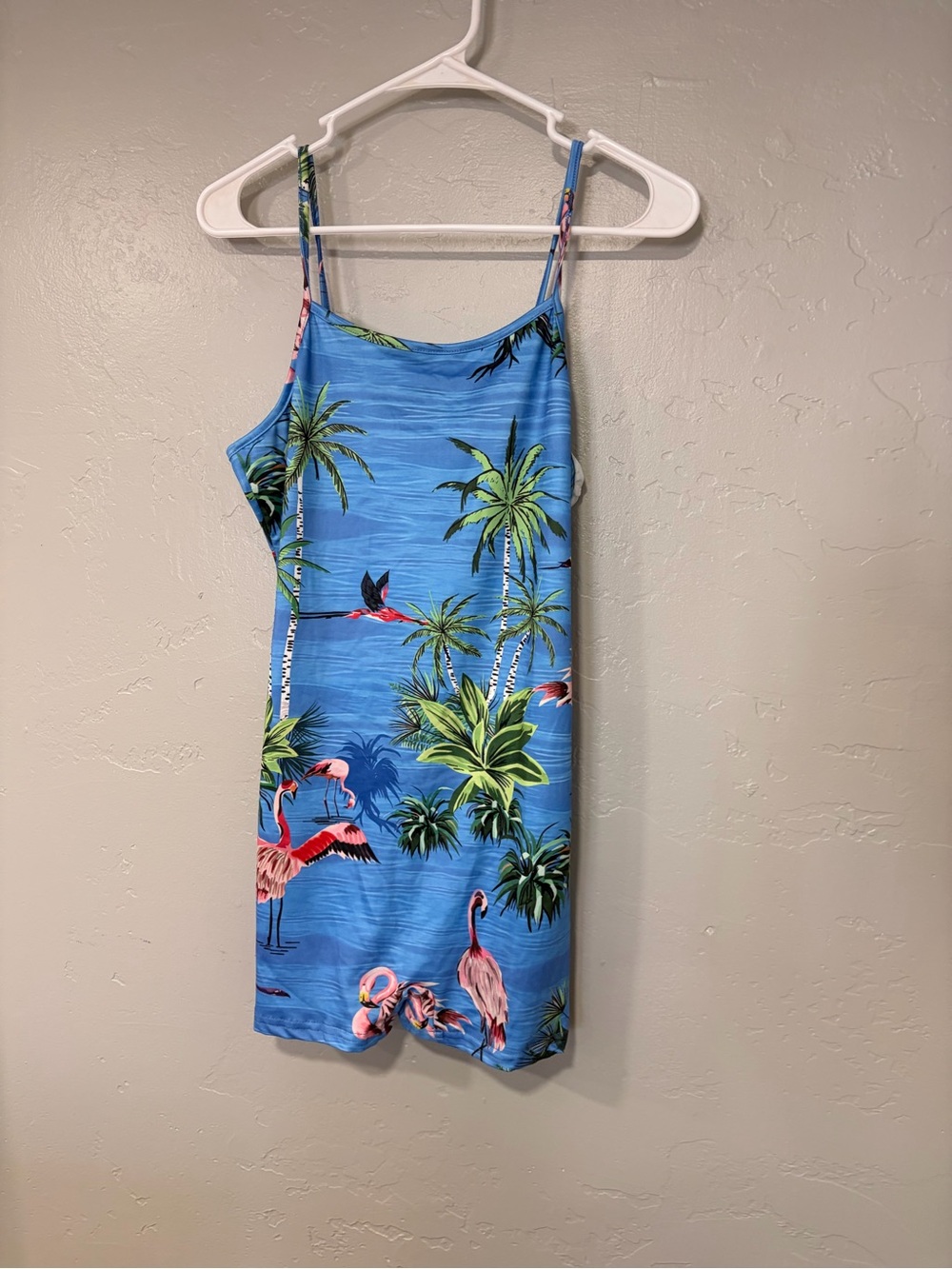Tropical Flamingo Blue One-Piece Swimsuit